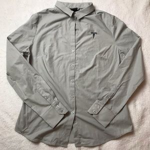 Tesla Button up shirt size large gray
